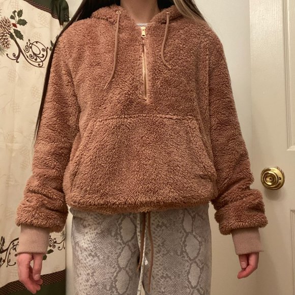 Dusty Rose Sherpa Hoodie - Picture 8 of 9